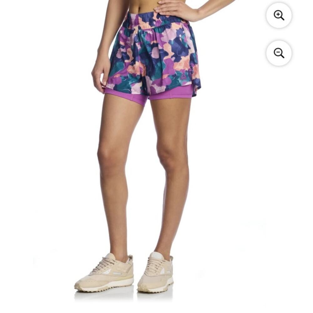 Reebok Womens Reflex Running Short,‎ Size XS Multi Watercolor purple Blue NWT